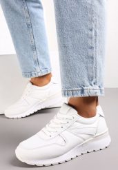 Białe Sneakersy na Grubej Podeszwie Pheona. Białe obuwie sportowe damskie Renee, przed kostkę, bez zapięcia. Za 89.99 zł.