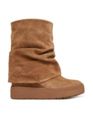 Guess Botki FLFGUI SUE10 Brązowy. Brązowe botki damskie Guess, ze skóry, bez obcasa, na koturnie, bez zapięcia. Za 649.99 zł.