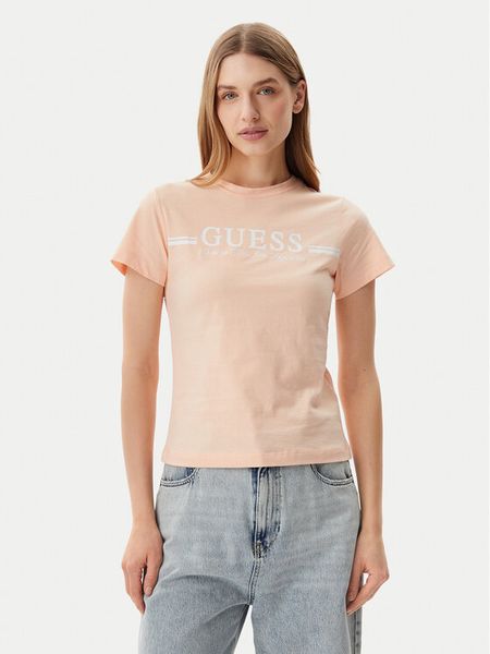 Guess T-Shirt V5GI03 I3Z14 Pomarańczowy Regular Fit. Brązowe t-shirty damskie Guess, xs, z aplikacjami, z bawełny, bez kołnierzyka. Za 79.99 zł.