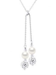 Mitzuko Srebrny naszyjnik "Duo" z perłami - dł. 42 cm rozmiar: onesize. Białe naszyjniki damskie Mitzuko, z perłą, srebrne. Za 278.45 zł.