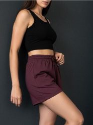 Szorty dresowe - bordowy. Czerwone spodenki sportowe damskie Sinsay, l, bez wzorów, z dresówki. Za 25.99 zł.