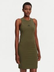 Adidas Sukienka codzienna Future Icons Small Logo JE0201 Zielony Slim Fit. Zielone sukienki damskie Adidas, bez wzorów, z bawełny, bez ramiączek. Za 139.99 zł.
