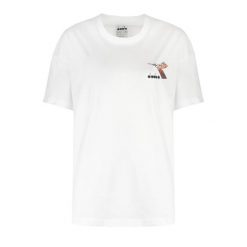 Koszulka damska DIADORA L.T-SHIRT SS FLOSS. Białe koszulki sportowe damskie Diadora, l, bez wzorów, bez ramiączek. Za 39.99 zł.