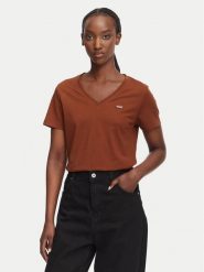 HUGO T-Shirt Classic 50513667 Brązowy Slim Fit. Brązowe t-shirty damskie Hugo, xs, bez wzorów, z bawełny, bez kołnierzyka. Za 199.99 zł.