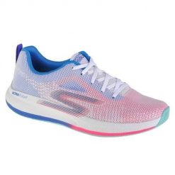 Buty do chodzenia damskie Skechers GO Run Pulse. Białe obuwie sportowe casual damskie Skechers, z materiału, bez zapięcia. Za 407.00 zł.