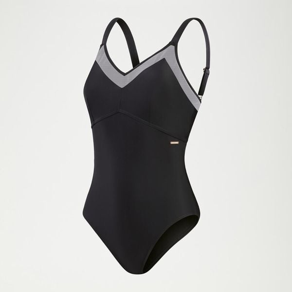 Strój kąpielowy jednoczęściowy damski Speedo Shaping Mesh. Czarne stroje jednoczęściowe Speedo, bez wzorów, z meshu. Za 229.99 zł.