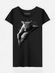 WOOOP Koszulka "Moon Cat" w kolorze czarnym rozmiar: M. Czarne koszulki damskie Wooop, m, bez wzorów, z bawełny, bez kołnierzyka, bez ramiączek. Za 56.99 zł.