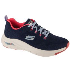 Buty sportowe Sneakersy damskie, Arch Fit Comfy Wave. Niebieskie obuwie sportowe casual damskie Skechers, trekkingowe. Za 399.99 zł.