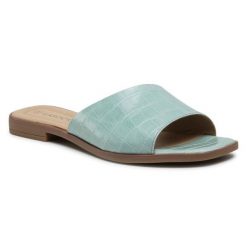 Klapki Lasocki. Zielone klapki damskie Lasocki, bez wzorów, bez obcasa, bez zapięcia. Za 57.99 zł.