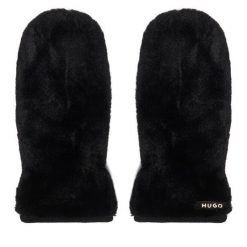 Rękawiczki HUGO. Czarne rękawiczki damskie Hugo, bez wzorów, z dzianiny. Za 299.99 zł.