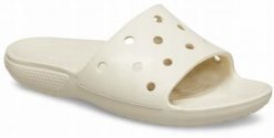Klapki Dla Dorosłych Crocs Classic Slide. Zielone klapki damskie Crocs, bez wzorów, z materiału, bez obcasa, bez zapięcia. Za 97.99 zł.