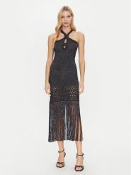 Simona Corsellini Sukienka dzianinowa P25CPABO0401 Czarny Slim Fit. Czarne sukienki damskie SIMONA CORSELLINI, bez wzorów, z dzianiny, bez ramiączek. Za 519.99 zł.