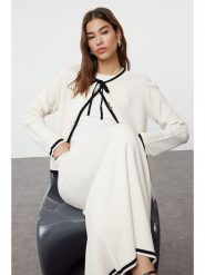 Trendyol 2-częściowy zestaw w kolorze kremowym rozmiar: L. Brązowe kardigany damskie Trendyol, l, bez wzorów. Za 100.99 zł.