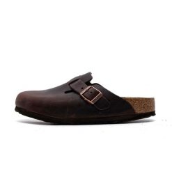 Kapcie Birkenstock Boston Damskie. Brązowe kapcie damskie Birkenstock, z materiału. Za 655.90 zł.