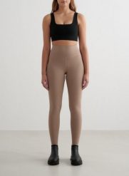 Damskie legginsy wysoki stan, drapane wewnątrz, second skin Warming ciemny brąz. Brązowe legginsy damskie Aim'n, l, bez wzorów, z elastanu. Za 202.80 zł.