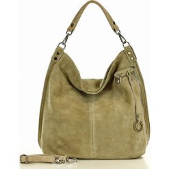 Worek skórzany shopper MARCO MAZZINI nubuk beżowy s92bb. Brązowe shopper bag bez wzorów, z nubiku, na ramię, duże, bez dodatków. Za 379.05 zł.