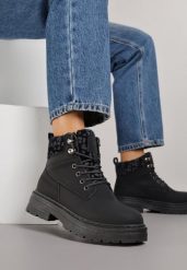 Czarne Trapery ze Wstawkami we Wzór Vetiara. Czarne trapery damskie Renee, z dzianiny, bez zapięcia. Za 109.99 zł.