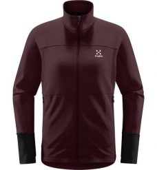 HAGLOFS Bluza damska BETULA JACKET WOMEN Burgundy Brown/True Black-L. Czarne bluzy damskie Haglöfs, l, bez wzorów, z dzianiny, bez kaptura. Za 262.40 zł.
