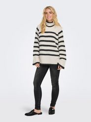 JDY Sweter w kolorze kremowo-antracytowym rozmiar: XL/XXL. Brązowe swetry klasyczne damskie JDY, xl, z wełny, bez kołnierzyka. Za 79.03 zł.