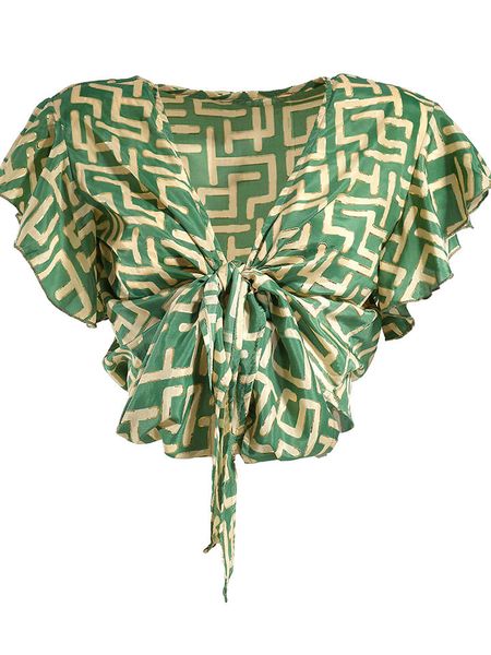 BLE Koszulka w kolorze zielono-złotym rozmiar: onesize. Zielone bluzki damskie BLE, bez wzorów, bez kołnierzyka, bez ramiączek. Za 105.63 zł.