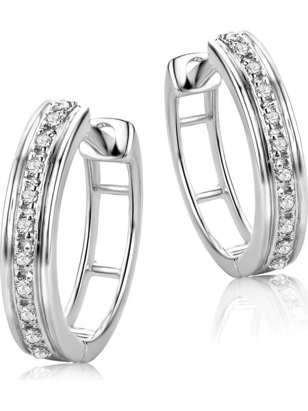 Revoni Złote kolczyki-kreole z diamentami rozmiar: onesize. Szare kolczyki damskie Revoni, z diamentem, złote. Za 1,183.24 zł.