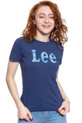 LEE T SHIRT DAMSKI SLIM LOGO TEE BLUEPRINT L43KEHLH 112109663. Niebieskie t-shirty damskie Lee, l, bez wzorów, bez kołnierzyka. Za 69.99 zł.