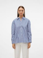 Vero Moda Koszula w kolorze niebiesko-białym rozmiar: L. Białe koszule damskie Vero Moda, l, bez wzorów, z bawełny, bez kołnierzyka, bez ramiączek. Za 79.21 zł.