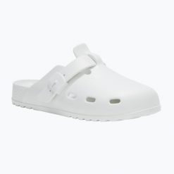 Klapki Scholl Bahia EVA. Białe klapki damskie Scholl, bez wzorów, z materiału, bez obcasa, bez zapięcia. Za 189.99 zł.