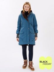 Finside Dwustronna kurtka zimowa "Suomukka" w kolorze niebiesko-brązowym rozmiar: 42. Brązowe kurtki damskie finside, na zimę, s, bez wzorów, z puchu, bez kaptura. Za 620.99 zł.