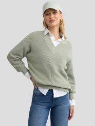 Sweter damski z wiskozy z dekoltem v-neck pistacjowy Cyntiana 300. Zielone swetry klasyczne damskie Big Star, l, z wiskozy, bez kołnierzyka. W wyprzedaży za 99.99 zł.