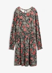 Sukienka z dżerseju z miękkiej wiskozy. Czarne sukienki damskie bonprix, bez wzorów, z dżerseju, bez ramiączek. Za 149.99 zł.