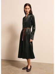 STEFANEL Sukienka w kolorze czarnym rozmiar: XS. Czarne sukienki damskie Stefanel, bez wzorów, ze skóry, bez ramiączek. Za 304.99 zł.