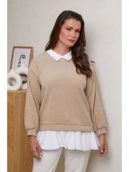 Curvy Lady Sweter w kolorze beżowym rozmiar: 44/46. Brązowe swetry klasyczne damskie Curvy Lady, z bawełny, bez kołnierzyka. Za 114.71 zł.