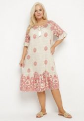 Różowa Wiskozowa Sukienka w Stylu Boho z Frędzlami i Falbankami Korilia. Czerwone sukienki damskie Born2be, bez wzorów, z wiskozy, boho, bez ramiączek. Za 119.99 zł.