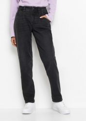 Dżinsy Barrel, mid waist, ze stretchem. Czarne jeansy damskie bonprix. Za 119.99 zł.