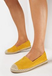 Żółte Espadryle Płaskie z Plecionymi Wstawkami Xenisa. Żółte espadryle damskie Born2be, bez wzorów, bez obcasa, na płaskiej podeszwie. Za 39.99 zł.