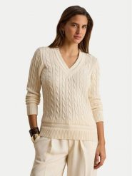 LAUREN RALPH LAUREN Sweter 200888795011 Kremowy Relaxed Fit. Białe swetry klasyczne damskie Lauren Ralph Lauren, s, z bawełny, bez kołnierzyka. Za 949.99 zł.
