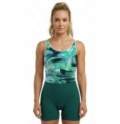 Damski strój triathlonowy Sprint/Dystans Olimpijski - Marble. Zielone kombinezony damskie C-LAB, na lato, m, bez wzorów, z materiału, eleganckie, bez kołnierzyka, bez ramiączek, krótkie. Za 662.83 zł.