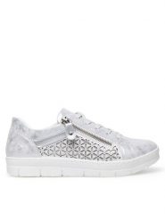 Remonte Sneakersy D5830-91 Srebrny. Szare obuwie sportowe damskie Remonte, z materiału, bez zapięcia. Za 379.99 zł.
