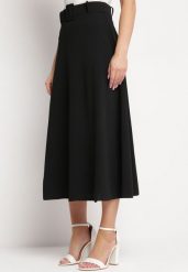 Czarna Gładka Spódnica Maxi z Gumką w Pasie i Klamrą Orirsa. Czarne spódnice damskie Born2be, m, bez wzorów, eleganckie, maxi. Za 49.99 zł.