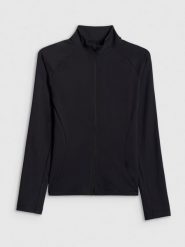 4F Bluza treningowa slim bez kaptura damska - czarna L. Czarne kardigany damskie 4F, l, bez wzorów. Za 179.99 zł.