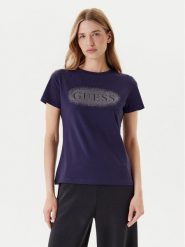 Guess T-Shirt V5YI08 J1314 Granatowy Regular Fit. Niebieskie t-shirty damskie Guess, s, z aplikacjami, z bawełny, bez kołnierzyka. Za 109.99 zł.
