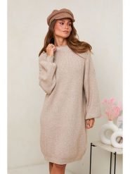 Soft Cashmere Sukienka dzianinowa w kolorze beżowym rozmiar: 34/36. Brązowe sukienki damskie Soft Cashmere, bez wzorów, z dzianiny, klasyczne, bez ramiączek. Za 173.99 zł.