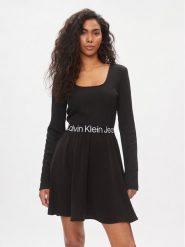 Calvin Klein Jeans Sukienka codzienna J20J222523 Czarny Regular Fit. Czarne sukienki damskie Calvin Klein Jeans, bez wzorów, z jeansu, bez ramiączek. Za 309.99 zł.