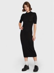 Calvin Klein Sukienka dzianinowa Extra Fine K20K205035 Czarny Slim Fit. Czarne sukienki damskie Calvin Klein, bez wzorów, z dzianiny, bez ramiączek. Za 829.99 zł.