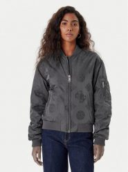 Guess Kurtka bomber W5YL08 WHDK2 Szary Regular Fit. Szare kurtki damskie Guess, s, z aplikacjami, z syntetyku, bez kaptura. Za 559.99 zł.