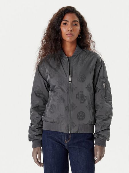 Guess Kurtka bomber W5YL08 WHDK2 Szary Regular Fit. Szare kurtki damskie Guess, xl, z aplikacjami, bez kaptura. Za 799.99 zł.