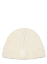 HUGO czapka z dzianiny - Sential Kobiety wełna ze strzyży biały, ONE SIZE. Białe czapki damskie Hugo, bez wzorów, z dzianiny. Za 169.95 zł.