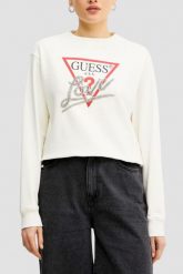 GUESS Biała bluza damska Love. Białe bluzy damskie Guess, s, z aplikacjami, bez kaptura. W wyprzedaży za 323.99 zł.