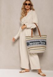 Jasnobeżowa Torebka Typu Shopper na Plażę z Jedną Komorą Gomeissa. Brązowe shopper bag Renee, bez wzorów, z materiału, bez dodatków. Za 39.99 zł.